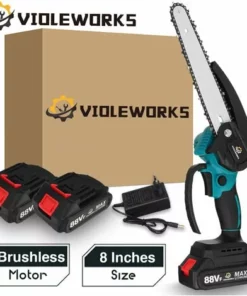 JMAX Tronçonneuse à Batterie 8 Pouces 88VF 2 Batterie Portable Scie Électrique Jardin Logging