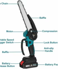 JMAX Tronçonneuse à Batterie 8 Pouces 88VF 2 Batterie Portable Scie Électrique Jardin Logging -Tronçonneuse et accessoire Soldes 2022 59920358 4