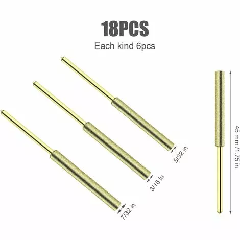 JOORRT 18 Pièces Diamant Tronçonneuse Aiguiseur Burr Pierre Outil D'affûtage-4mm, 4.8mm 5.5mm (Or) 7 JOORRT 18 Pièces Diamant Tronçonneuse Aiguiseur Burr Pierre Outil D'affûtage-4mm, 4.8mm 5.5mm (Or) – Image 5