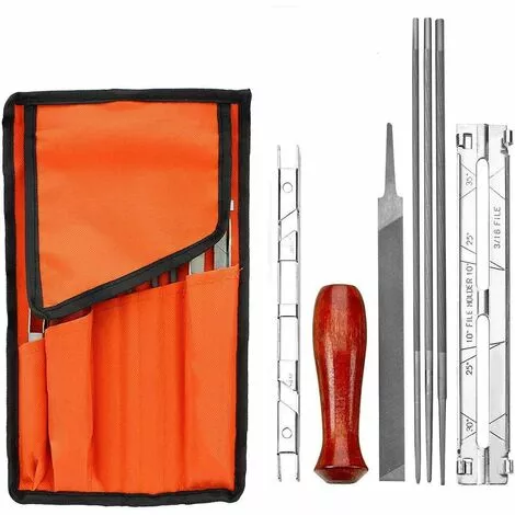SLBRILLèRE Aiguiseur De Chaîne Kit D'aiguiseur De Tronçonneuse Pour Tronçonneuse Avec Lime, Manche En Bois 3 SLBRILLèRE Aiguiseur De Chaîne Kit D'aiguiseur De Tronçonneuse Pour Tronçonneuse Avec Lime, Manche En Bois