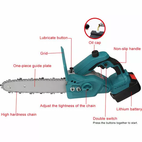 AUGIENB Scie à Chaine Tron?onneuse à Batterie à Batterie élagueuse Sans Fil 10" 18V Scie à Chaine Scie à Buche électrique 2 Batteries 7 AUGIENB Scie à Chaine Tron?onneuse à Batterie à Batterie élagueuse Sans Fil 10" 18V Scie à Chaine Scie à Buche électrique 2 Batteries – Image 5