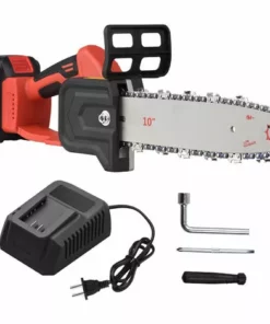 LIFCAUSAL Mini Tronçonneuse Sans Fil 21 V Sans Fil 10 Pouces Scie à Chaîne électrique Portable 4.0Ah Batterie Rechargeable Chargeur Rapide Alimenté Arbre Branche Sécateur Sécateur Outil De Jardin Pour Tailler Les Arbres (10 Pouces 1 Batterie)