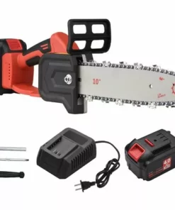 LIFCAUSAL 21V Brushless Mini Tronçonneuse Sans Fil 10 Pouces Scie à Chaîne électrique Scie à Main 4.0Ah Batterie Rechargeable Chargeur Rapide Alimenté Branche D'arbre Sécateur Sécateur Outil De Jardin Pour Tailler Les Arbres (10 Pouces 2 Piles)