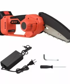 LIFCAUSAL Mini Tronçonneuse Sans Fil 21 V Sans Fil 15,2 Cm Scie à Chaîne électrique Portable 4,0 Ah Batterie Rechargeable Chargeur Rapide Alimenté Branche D'arbre Sécateur Sécateur Outil De Jardin Pour Tailler Les Arbres (6 Pouces 1 Batterie)