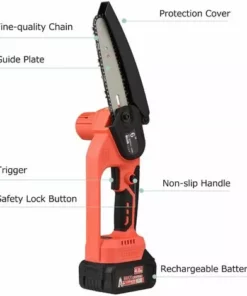 LIFCAUSAL Mini Tronçonneuse Sans Fil 21 V Sans Fil 15,2 Cm Scie à Chaîne électrique Portable 4,0 Ah Batterie Rechargeable Chargeur Rapide Alimenté Branche D'arbre Sécateur Sécateur Outil De Jardin Pour Tailler Les Arbres (6 Pouces 1 Batterie) -Tronçonneuse et accessoire Soldes 2022 63746197 4