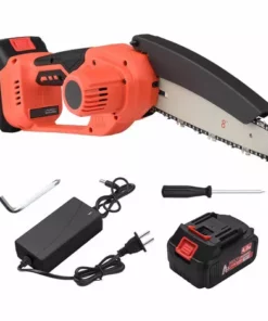 LIFCAUSAL Mini Tronçonneuse Sans Fil 21 V Sans Fil 20,3 Cm Scie à Chaîne électrique Portable 4,0 Ah Batterie Rechargeable Chargeur Rapide Alimenté Branche D'arbre Sécateur Sécateur Outil De Jardin Pour Tailler Les Arbres (2 Piles De 20,3 Cm)