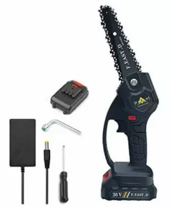 DECKON Mini Scie à Chaîne électrique 36V 12.7CM, Mini Tronçonneuse à Main électrique Avec 1 Batteries, 1 Charge