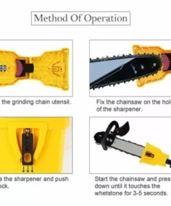 Fei Yu De Dents Pour Tronçonneuse,Aiguiseur Automatique(1Pcs), Pierre à Aiguiser Remplaçable(3 Pcs), Ajustement Barre De Guidage Avec 2 Trous De Guidage (Jaune) -Tronçonneuse et accessoire Soldes 2022 64475567 5