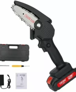 Mini Tronçonneuse A Batterie, CURCONSA Mini Tronçonneuse De 4 Pouces, Petite Tronconneuse Electrique Avec Batterie 2Ah, Chargeur Pour Coupe De Bois, Agriculture, Jardin Et Cour