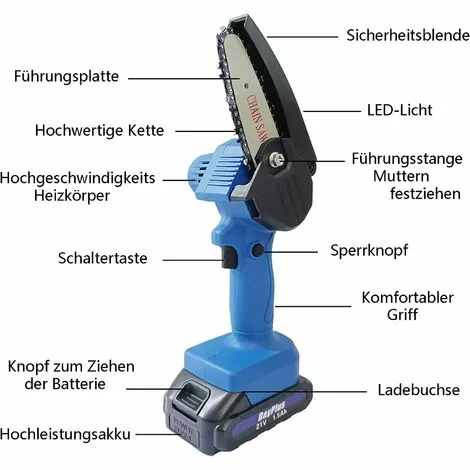 DAY PLUS Scie à Chaîne Sans Fil 21 V, Tronçonneuse électrique à Piles De 10,2 Cm Avec Deux Batteries Lithium-ion De 1,5 Ah Et Un Chargeur, Mini Tronçonneuse Portable Légère à Commande à Une Main Pour Couper Des Branches D'arbres 4 DAY PLUS Scie à Chaîne Sans Fil 21 V, Tronçonneuse électrique à Piles De 10,2 Cm Avec Deux Batteries Lithium-ion De 1,5 Ah Et Un Chargeur, Mini Tronçonneuse Portable Légère à Commande à Une Main Pour Couper Des Branches D'arbres – Image 2