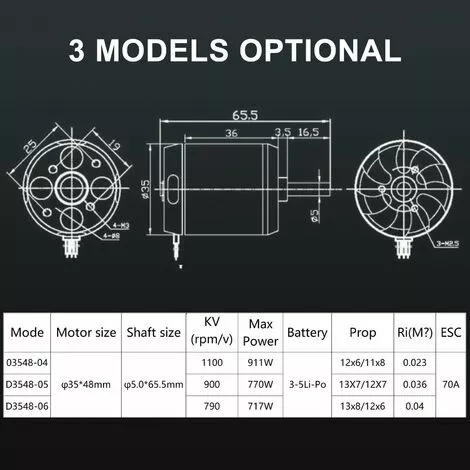 LIFCAUSAL D3548 Out Runner Moteur Brushless Pour Drone Avion à Voilure Fixe RC Jouet RC Moteur Électrique 1100KV 7 LIFCAUSAL D3548 Out Runner Moteur Brushless Pour Drone Avion à Voilure Fixe RC Jouet RC Moteur Électrique 1100KV – Image 5