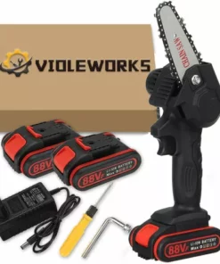 AUGIENB Scie à Chaine Scie à Buche Tron?onneuse à Batterie à Batterie élagueuse Sans Fil électrique 1080W 4" 18V Avec 2 Batteries 2900Mah