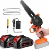 Magicfox Tronçonneuse électrique Sans Fil Rechargeable 4.0Ah, Avec 2 Chaînes 6 Pouces Et 2 Batteries Pour Couper Branches Et Bois -Tronçonneuse et accessoire Soldes 2022 65747138 1