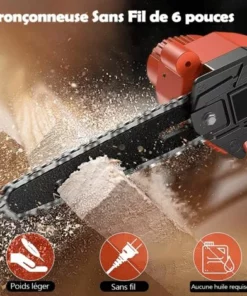 Magicfox Tronçonneuse électrique Sans Fil Rechargeable 4.0Ah, Avec 2 Chaînes 6 Pouces Et 2 Batteries Pour Couper Branches Et Bois -Tronçonneuse et accessoire Soldes 2022 65747138 3
