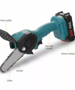 YOOUYIDA Tronçonneuse Portative à Une Main Avec Batterie Et Chargeur Mini Tronçonneuse à Batterie, 4 Pouces Tronçonneuse Électrique Sans Fil, Mini Scie à Chaîne Électrique Rechargeable