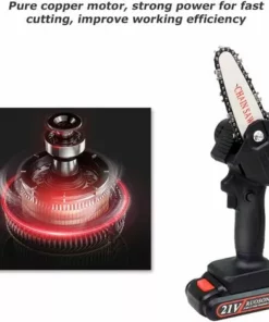 LIFCAUSAL Mini Tronçonneuse Sans Fil Petite Tronçonneuse à Bois élagage Tronçonneuse 500W Scie électrique Portable Rechargeable Pour La Coupe De Bois De Branche D'arbre -Tronçonneuse et accessoire Soldes 2022 66857204 4