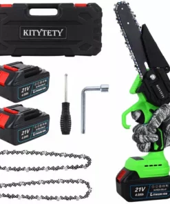 MAGICFOX Tronçonneuse Sans Fil De 6 Pouces Avec Boîte De Rangement, 2 Chaînes Et 2 Batteries, Pour Jardinage,Elagueurs, Coupes à Bois