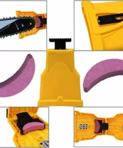 TANèTUE Aiguiseur De Dents Pour Tronçonneuse,Aiguiseur Automatique(1Pcs), Pierre à Aiguiser Remplaçable(3 Pcs), Ajustement Barre De Guidage Avec 2 Trous De Guidage (Jaune) -Tronçonneuse et accessoire Soldes 2022 67426294 5