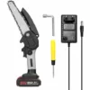 LIFCAUSAL Scies D'élagage électriques Portables 21V 6 Pouces Petit Moteur De Brosse De Tronçonneuse à Fendre Le Bois Outil De Travail Du Bois à Une Main Pour Jardin Verger Modèles Noirs Et Gris, Une Batterie Et Une Charge -Tronçonneuse et accessoire Soldes 2022 67837743 1