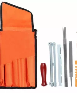 LIFCAUSAL 10 PCS Chainsaw Sharpener File Kit Outil à Main Pour Affûter La Scie à Chaîne électrique Comprend Une Lime Ronde 5/32 3/16 7/32 Pouces, Une Lime Plate, Un Manche En Bois, Un Guide De Classement, Une Jauge De Profondeur, Une Jauge De Vérification Rapide, U