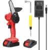 LIFCAUSAL Scies à élaguer électriques à Batterie Au Lithium Rechargeable 21V 4 Pouces Portable Petit Moteur De Brosse De Tronçonneuse à Fendre Le Bois Outil électrique à Une Main Pour Le Travail Du Bois Pour Jardin Verger Deux Batteries Et Une Charge, Rouge