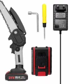 LIFCAUSAL Scies D'élagage électriques Portables 21V 6 Pouces Petit Moteur De Brosse De Tronçonneuse à Fendre Le Bois Outil De Travail Du Bois à Une Main Pour Jardin Verger Modèles Noirs Et Gris Avec Deux Batteries Et Une Charge
