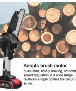 LIFCAUSAL Scies D'élagage électriques Portables 21V 6 Pouces Petit Moteur De Brosse De Tronçonneuse à Fendre Le Bois Outil De Travail Du Bois à Une Main Pour Jardin Verger Modèles Noirs Et Gris Avec Deux Batteries Et Une Charge -Tronçonneuse et accessoire Soldes 2022 67837878 4