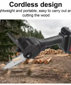 LIFCAUSAL 21V 500W 4 Pouces Batterie Au Lithium Rechargeable Scies à élaguer électriques Petit Moteur De Brosse De Tronçonneuse à Fendre Le Bois Outil électrique à Une Main Pour Le Travail Du Bois Pour Jardin Verger Une Batterie Et Une Charge -Tronçonneuse et accessoire Soldes 2022 67837942 3