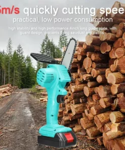 QERSTA Scies à élaguer électriques à Batterie Au Lithium Rechargeable 21V 4 Pouces Petit Moteur De Brosse De Tronçonneuse à Fendre Le Bois Outil électrique à Une Main Pour Le Travail Du Bois (Vert) -Tronçonneuse et accessoire Soldes 2022 67962889 4