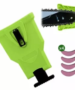 LLOVE Affuteuse De Chaine Pour Tronconneuse,Chaîne De Désherbeur, Avec 4 Pièces Pierre à Aiguiser Remplaçable (Vert)