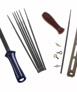 JARDIAFFAIRES Porte Lime + 7 Limes 4mm + 1 Lime Plate Chaîne De Tronçonneuse Pas 3/8 Mini Et 1/4