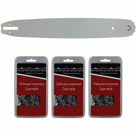 GT MARKET Guide 40 Cm (16 Pouces) + Lot De 3 Chaînes 68 Maillons - Compatible Tronçonneuses STIHL MS 231 Et 251 3 GT MARKET Guide 40 Cm (16 Pouces) + Lot De 3 Chaînes 68 Maillons - Compatible Tronçonneuses STIHL MS 231 Et 251